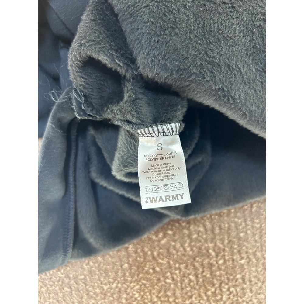 The Warmy Black Fleece Lined Longline Hoodie Sweatshirt Small Raglan Sleeve - Picture 4 of 7